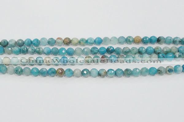 CHM212 15.5 inches 8mm faceted round blue hemimorphite beads