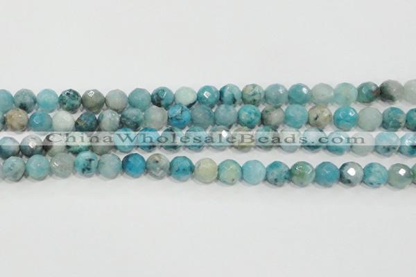 CHM214 15.5 inches 12mm faceted round blue hemimorphite beads