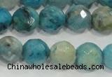 CHM215 15.5 inches 14mm faceted round blue hemimorphite beads