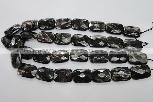 CHS39 15.5 inches 18*25mm faceted rectangle natural hypersthene beads