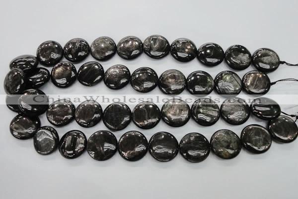 CHS65 15.5 inches 20mm flat round natural hypersthene beads