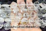 CIBS45 15 inches 15mm faceted coin white crystal beads wholesale
