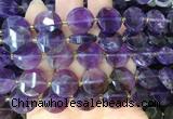 CIBS48 15 inches 15mm faceted coin amethyst beads wholesale