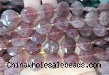 CIBS49 15 inches 15mm faceted coin red strawberry quartz beads wholesale