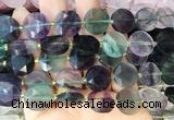CIBS50 15 inches 15mm faceted coin fluorite beads wholesale