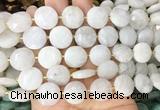 CIBS55 15 inches 15mm faceted coin white moonstone beads wholesale