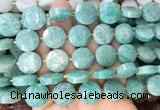 CIBS56 15 inches 15mm faceted coin amazonite beads wholesale