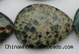 CIJ40 15.5 inches 30*40mm flat teardrop impression jasper beads wholesale