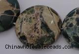 CIJ48 15.5 inches 30mm flat round impression jasper beads wholesale