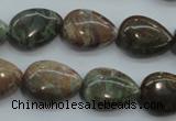 CJA03 15.5 inches 13*18mm teardrop green jasper beads wholesale