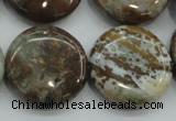 CJA07 15.5 inches 25mm coin green jasper beads wholesale