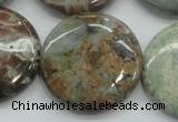 CJA08 15.5 inches 30mm coin green jasper beads wholesale