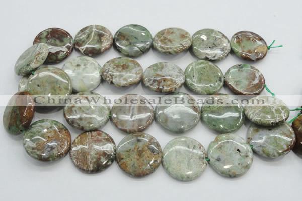 CJA08 15.5 inches 30mm coin green jasper beads wholesale