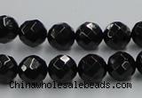 CJB07 16 inches 10mm faceted round natural jet gemstone beads wholesale