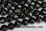 CJB151 15.5 inches 8mm round natural jet & pyrite gemstone beads