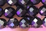 CJB200 15.5 inches 5mm faceted round jet beads wholesale