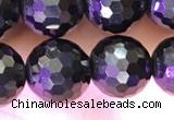 CJB202 15.5 inches 8mm faceted round jet beads wholesale