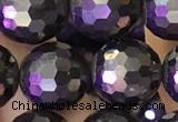 CJB203 15.5 inches 10mm faceted round jet beads wholesale