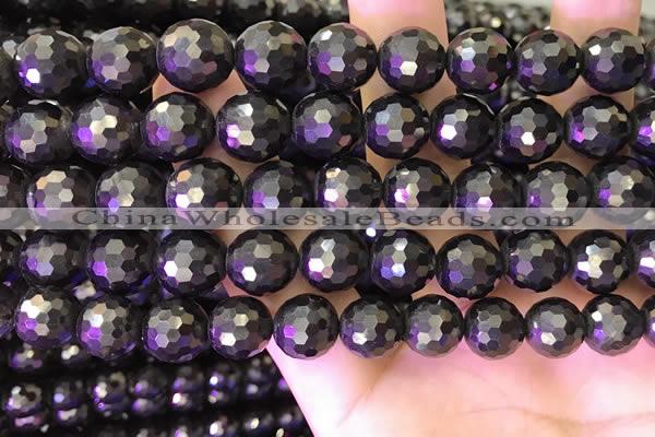 CJB203 15.5 inches 10mm faceted round jet beads wholesale