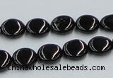 CJB21 16 inches 12mm flat round natural jet gemstone beads wholesale