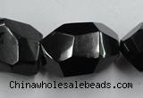 CJB41 16 inches 18*28mm faceted nugget natural jet gemstone beads