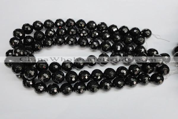 CJB47 15.5 inches 16mm faceted round natural jet gemstone beads