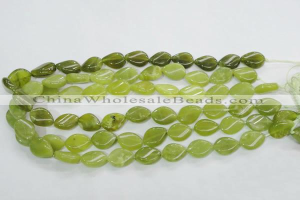 CKA114 15.5 inches 13*18mm twisted flat teardrop Korean jade beads