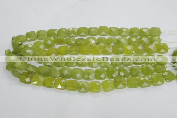 CKA116 15.5 inches 14*14mm faceted square Korean jade beads