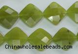 CKA117 15.5 inches 14*14mm faceted diamond Korean jade beads
