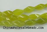 CKA21 15.5 inches 6*12mm twisted rice Korean jade gemstone beads