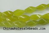 CKA21 15.5 inches 6*12mm twisted rice Korean jade gemstone beads