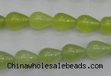 CKA211 15.5 inches 8*12mm teardrop Korean jade gemstone beads