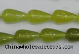 CKA212 15.5 inches 10*18mm teardrop Korean jade gemstone beads