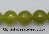 CKA221 15.5 inches 16mm faceted round Korean jade gemstone beads