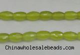 CKA225 15.5 inches 6*8mm faceted rice Korean jade gemstone beads