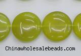 CKA238 15.5 inches 20mm flat round Korean jade gemstone beads