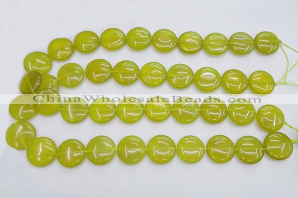 CKA238 15.5 inches 20mm flat round Korean jade gemstone beads