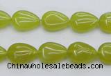 CKA255 15.5 inches 10*14mm flat teardrop Korean jade gemstone beads