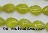 CKA256 15.5 inches 12*16mm flat teardrop Korean jade gemstone beads