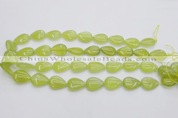 CKA257 15.5 inches 15*20mm flat teardrop Korean jade gemstone beads