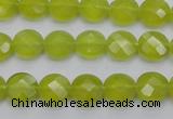 CKA265 15.5 inches 10mm faceted coin Korean jade gemstone beads