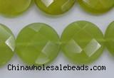 CKA267 15.5 inches 20mm faceted coin Korean jade gemstone beads