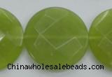 CKA268 15.5 inches 30mm faceted coin Korean jade gemstone beads