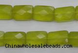 CKA280 15.5 inches 10*14mm faceted rectangle Korean jade gemstone beads