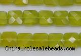 CKA285 15.5 inches 10*10mm faceted square Korean jade gemstone beads