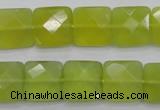 CKA286 15.5 inches 14*14mm faceted square Korean jade gemstone beads