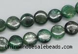 CKC107 16 inches 10mm flat round natural green kyanite beads wholesale