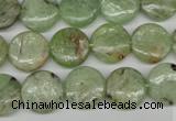 CKC254 15.5 inches 12mm flat round natural green kyanite beads