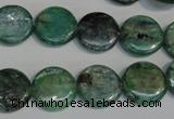 CKC60 15.5 inches 14mm flat round natural green kyanite beads