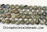 CKJ486 15.5 inches 10mm flat round natural k2 jasper beads